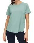 THE GYM PEOPLE Women's Short Sleeve Workout Shirts Lightweight Quick Dry Athletic Tops with Side Slits