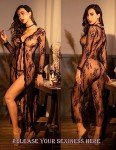 Avidlove Women's Sheer Lace Kimono Robe - Black