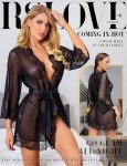 Lace Kimono Robe for Brides – Black