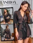 Lace Kimono Robe for Brides – Black