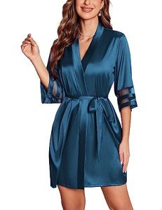Ekouaer Satin Kimono Robe for Women