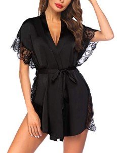 Avidlove Satin Lace Kimono Robe for Women