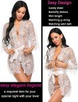 Women's Lace Kimono Robe and Mesh Nightgown