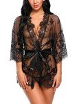 Avidlove Women's Black Lace Kimono Babydoll Lingerie