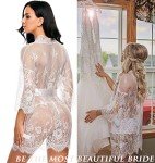 Women's Lace Kimono Robe and Mesh Nightgown