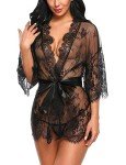 Avidlove Women's Black Lace Kimono Babydoll Lingerie