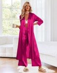 Ekouaer Women's Long Pink Satin Wedding Robe