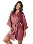 Satin Kimono Robe for Bridesmaids in Dusty Rose