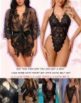 Avidlove Women's Black Lace Teddy and Kimono Set