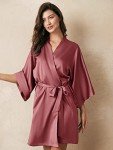 Satin Kimono Robe for Bridesmaids in Dusty Rose