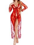 Avidlove Women's Floral Lace Long Sleeve Robe Set