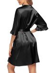 Ekouaer Black Short Bridesmaids Kimono Robe X-Large
