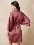 Satin Kimono Robe for Bridesmaids in Dusty Rose
