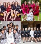 Ekouaer Black Short Bridesmaids Kimono Robe X-Large