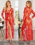Avidlove Women's Floral Lace Long Sleeve Robe Set