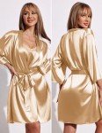 Ekouaer Women's Silk Satin Nightgown and Robe Set