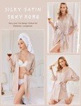 Silky Lace Trim Short Kimono Robe for Women