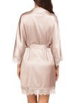 Silky Lace Trim Short Kimono Robe for Women