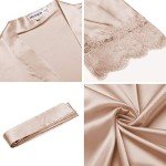 Silky Lace Trim Short Kimono Robe for Women