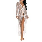 Sheer Lace Kimono Robe & Babydoll Nightgown