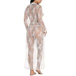 Sheer Lace Kimono Robe & Babydoll Nightgown