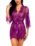 Avidlove Women's Lace Kimono Nightgown – Lavender