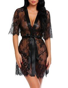Lace Kimono Robe Babydoll Nightgown for Women