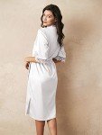 Plus Size Satin Kimono Bridesmaid Robe - White XL