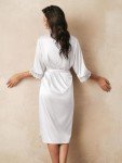 Plus Size Satin Kimono Bridesmaid Robe - White XL