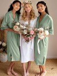 Plus Size Satin Kimono Bridesmaid Robe - White XL
