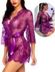 Avidlove Women's Lace Kimono Nightgown – Lavender