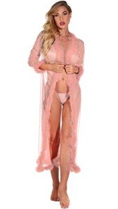 Honeystore Women's Sheer Babydoll Nightgown Robe