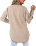 XIEERDUO Long Sleeve Shirt Women Crewneck Sweatshirt Fall Clothing Trendy 2024 Ladies Sweaters Tunic Tops Khaki X-Large