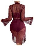 Verdusa Women's Floral Lace Lingerie Set with Kimono