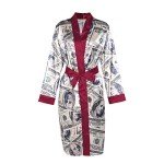 Women's Dollar Print Satin Kimono Robe - Red