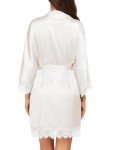 Hotouch Women's Satin Short Kimono Robe - White