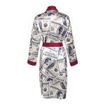 Women's Dollar Print Satin Kimono Robe - Red