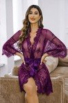 Avidlove Women's Lace Kimono Nightgown - Purple