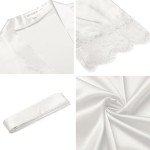 Hotouch Women's Satin Short Kimono Robe - White