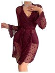 Verdusa Women's Floral Lace Lingerie Set with Kimono