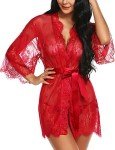 Lace Kimono Robe & Babydoll Nightgown Set