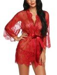 Lace Kimono Robe & Babydoll Nightgown Set