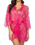 Avidlove Rose Red Lace Kimono Nightgown for Women