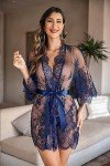 Avidlove Women's Lace Mesh Nightgown Kimono Robe