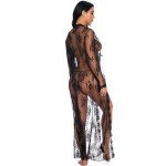 Black Lace Kimono Robe and Babydoll Nightgown