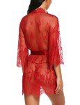 Lace Kimono Robe & Babydoll Nightgown Set