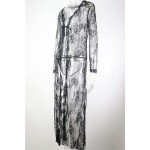 Black Lace Kimono Robe and Babydoll Nightgown