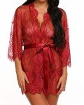 Lace Kimono Robe with G-String for Women