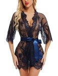 Lace Kimono Robe Babydoll Lingerie Set