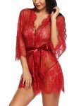 Lace Kimono Robe with G-String for Women